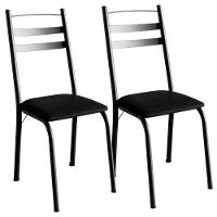 Kit 2 Cadeiras Tubular America 061 Preto Assento Preto Brilhante Artef - 1