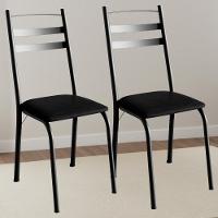 Kit 2 Cadeiras Tubular America 061 Preto Assento Preto Brilhante Artef - 2