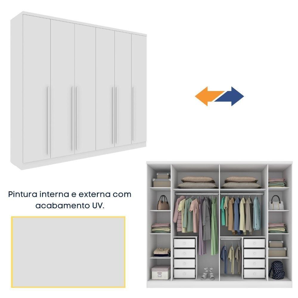 Roupeiro Sevila Com Espelho 6 Portas Tcil Cor:neve - 5