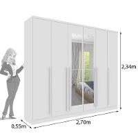 Roupeiro Sevila Com Espelho 6 Portas Tcil Cor:neve - 2