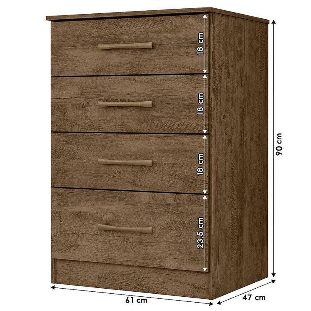 Guarda Roupa Com Espelho Solteiro Sobral Com Cômoda Ms913 E Armário Multiuso New íris Castanho Wood - Moval - 7