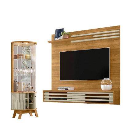 Estante Home Theater Bancada Frizz Sublime Com Cristaleira Marina Cumaru Opala - Madetec