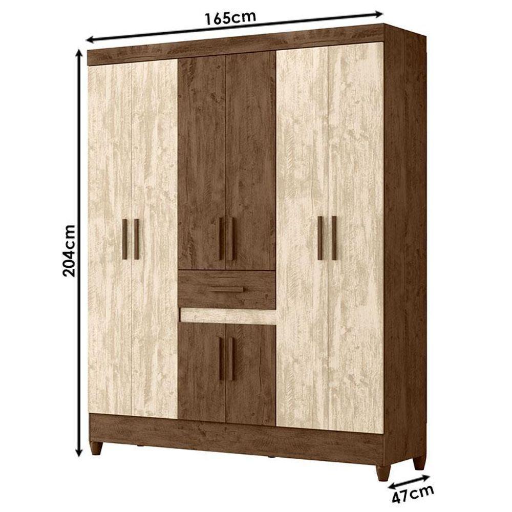 Guarda Roupa Casal Portugal E Cômoda Vênus Castanho Avelã Wood - Moval - 4