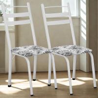 Kit 2 Cadeiras Tubular America 061 Branco Assento Floral Cinza Artef - 2