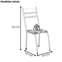 Kit 2 Cadeiras Tubular America 061 Branco Assento Floral Cinza Artef - 3