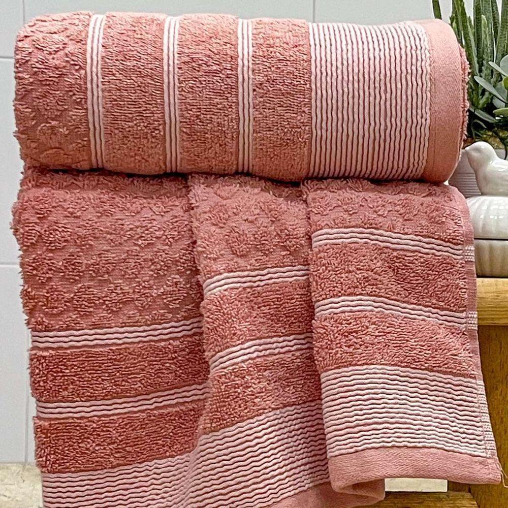 Toalha De Rosto Treviso Fio Penteado 50x70 Rosa - 1