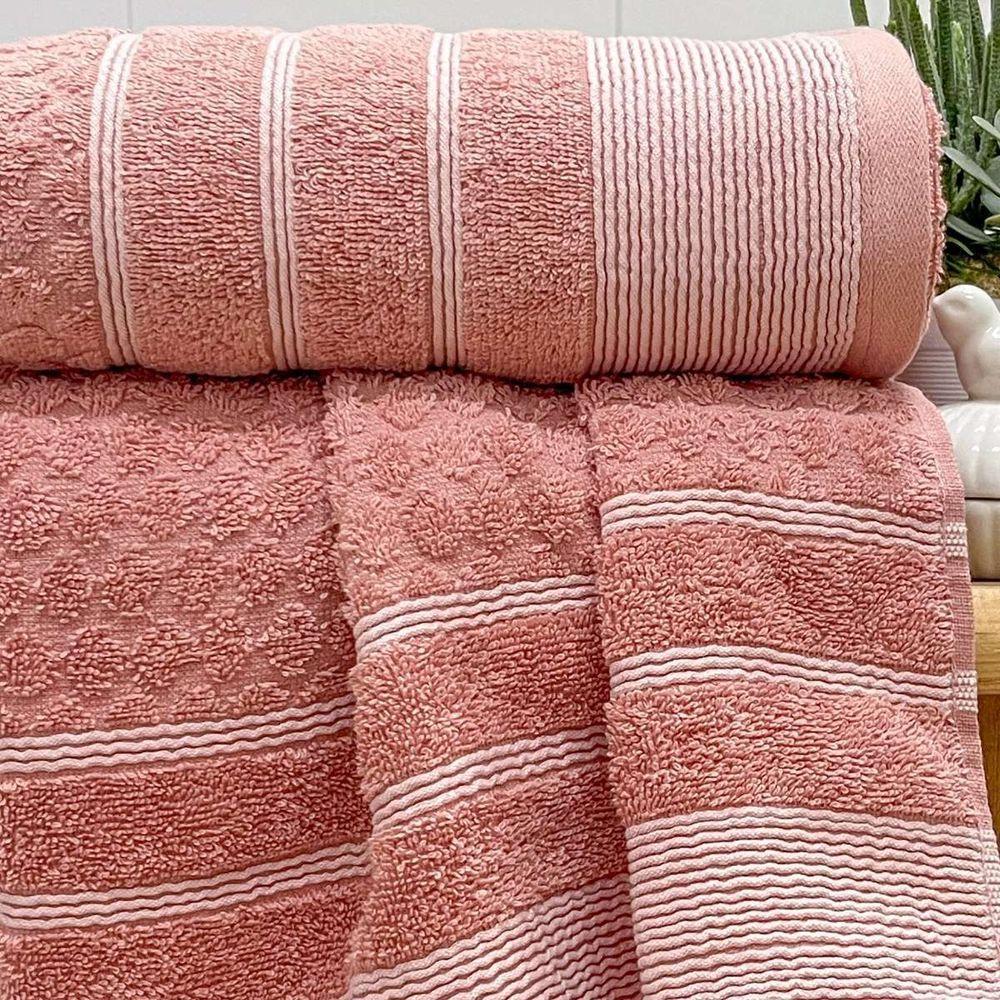 Toalha De Rosto Treviso Fio Penteado 50x70 Rosa - 2