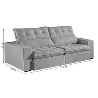 Sofá Retrátil E Reclinável Oregon 2,30m Linho Cor Cinza 2323 Usb Sem Kit Usb - 7