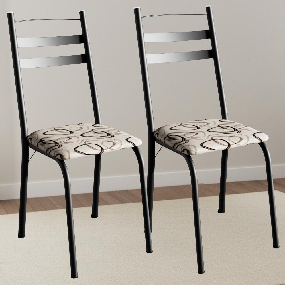 Kit 2 Cadeiras Tubular America 061 Preto Assento Madeira Cedro Artef - 2