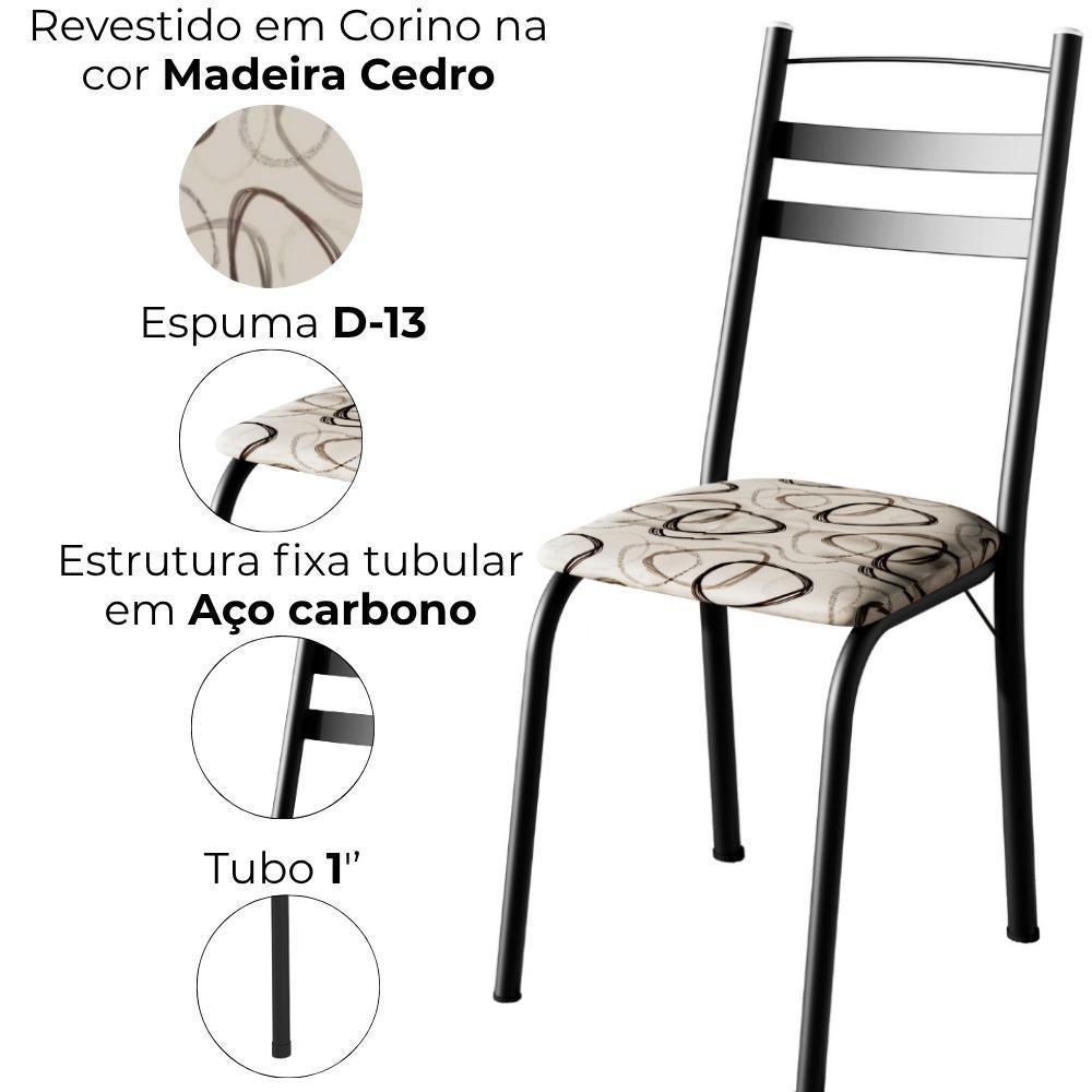 Kit 2 Cadeiras Tubular America 061 Preto Assento Madeira Cedro Artef - 5