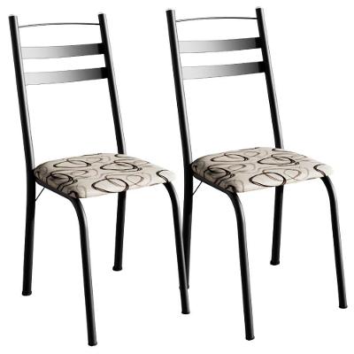 Kit 2 Cadeiras Tubular America 061 Preto Assento Madeira Cedro Artef