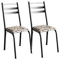 Kit 2 Cadeiras Tubular America 061 Preto Assento Madeira Cedro Artef - 1