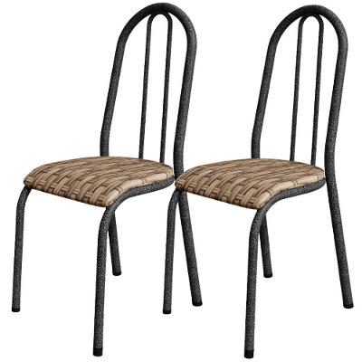 Kit 02 Cadeiras Tubular America 056 Cromo Preto Assento Rattan Artef Rattan