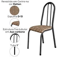 Kit 02 Cadeiras Tubular America 056 Cromo Preto Assento Rattan Artef Rattan - 5