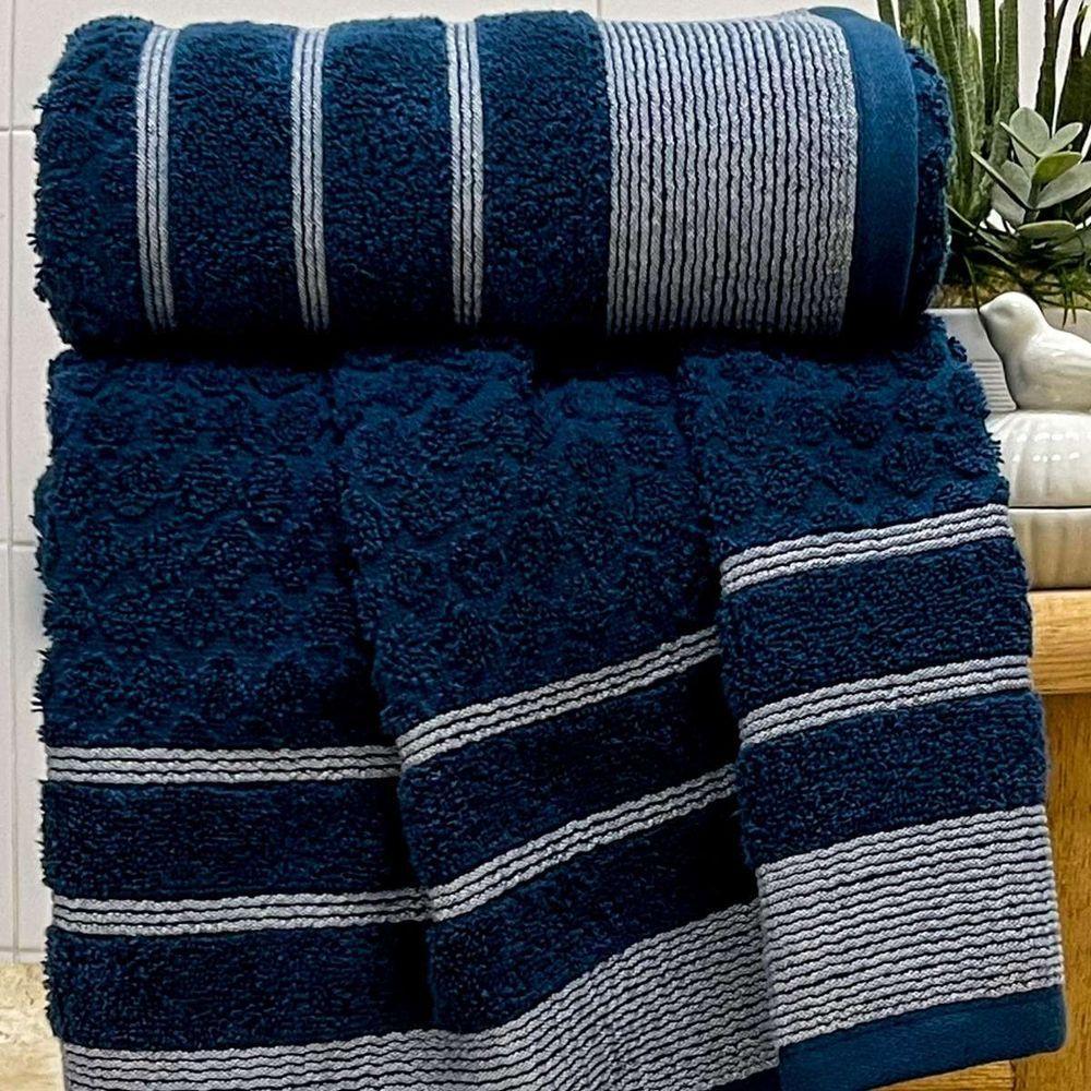Toalha De Rosto Treviso Fio Penteado 50x70 Marinho - 1