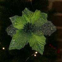 Jogo 3 Flores Bico De Papagaio Verde Mescla Pick Natal Luxo 20cm - Magizi - 2