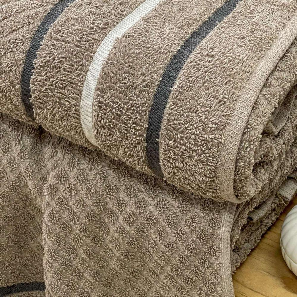 Toalha De Rosto Verona Fio Penteado 50x70 Taupe - 3