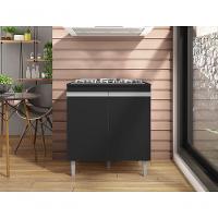 Balcão Cooktop Andreia 4 Ou 5 Bocas Preto - Ajl Móveis Cor Amêndoa/preto - 5