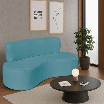 Sofá Curvo 3 Lugares Amsterdã 180cm Suede Cor Azul Turquesa