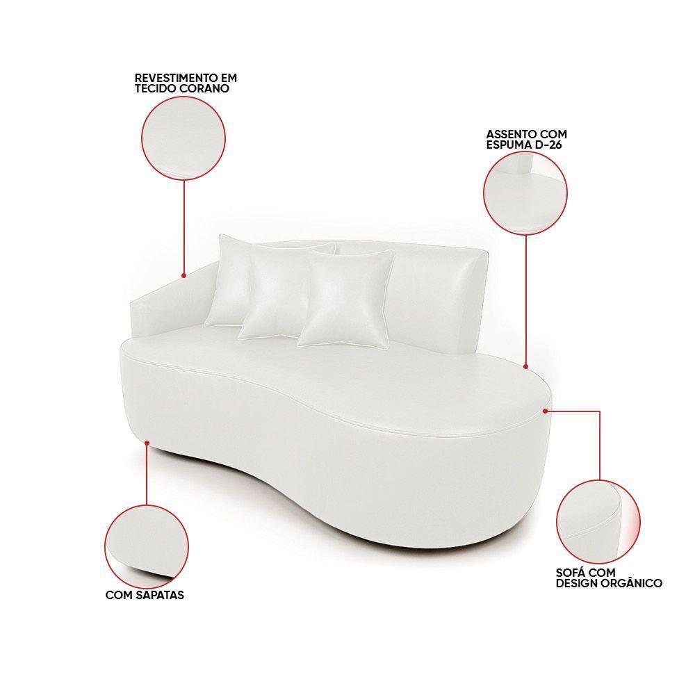 Sofá 2 Lugares Orgânico 140 Cm Morgan Sintético Pu D03 - D'rossi Branco - 2