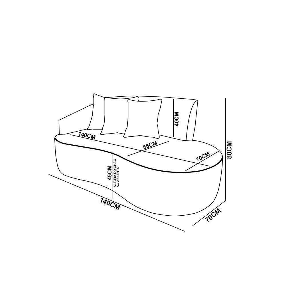 Sofá 2 Lugares Orgânico 140 Cm Morgan Sintético Pu D03 - D'rossi Branco - 3