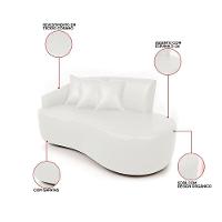 Sofá 2 Lugares Orgânico 140 Cm Morgan Sintético Pu D03 - D'rossi Branco - 2