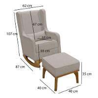 Poltrona De Amamentação E Balanço Retro áquila C/ Puff Bege Cor Bege Desenho Do Tecido Liso - 3