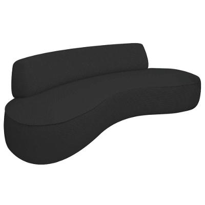 Sofá Curvo 3 Lugares Sala De Estar Recepção Escritório Amsterdã 200cm Corano - Doce Sonho Móveis Cor Preto