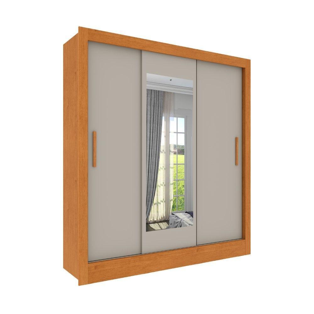 Roupeiro Valência Com Espelho 3 Portas De Correr Tcil Cinamomo-off - 1