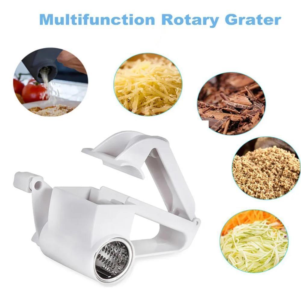 Ralador Fatiador Queijo Profissional 3 Laminas Giratorio Manual Manivela Rala Fatia Presunto Chocolate Inox 3 Em 1 Multi - 8