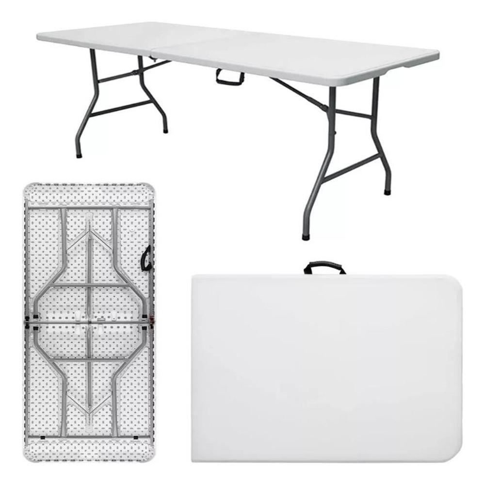Mesa Dobrável Maleta 1,80m Camp. Premium - Branco - 2