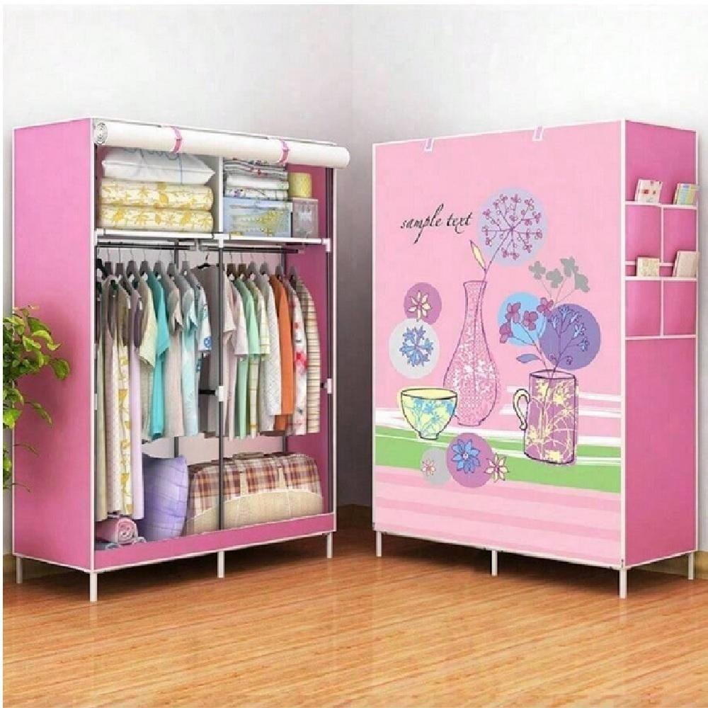 Guarda Roupa Adulto Portatil Arara Roupeiro Infantil Organizador Cabideiro Armario Prateleiras Rosa - 4