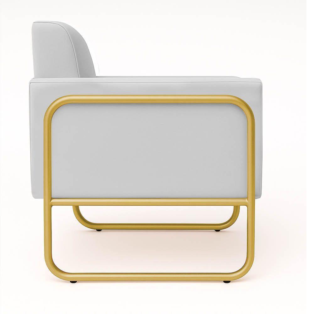 Poltrona Sala Industrial Alta Tubo Dourado Elisa Veludo D03 - D'rossi Cor Cinza - 6