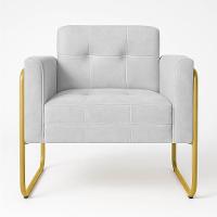 Poltrona Sala Industrial Alta Tubo Dourado Elisa Veludo D03 - D'rossi Cor Cinza - 2