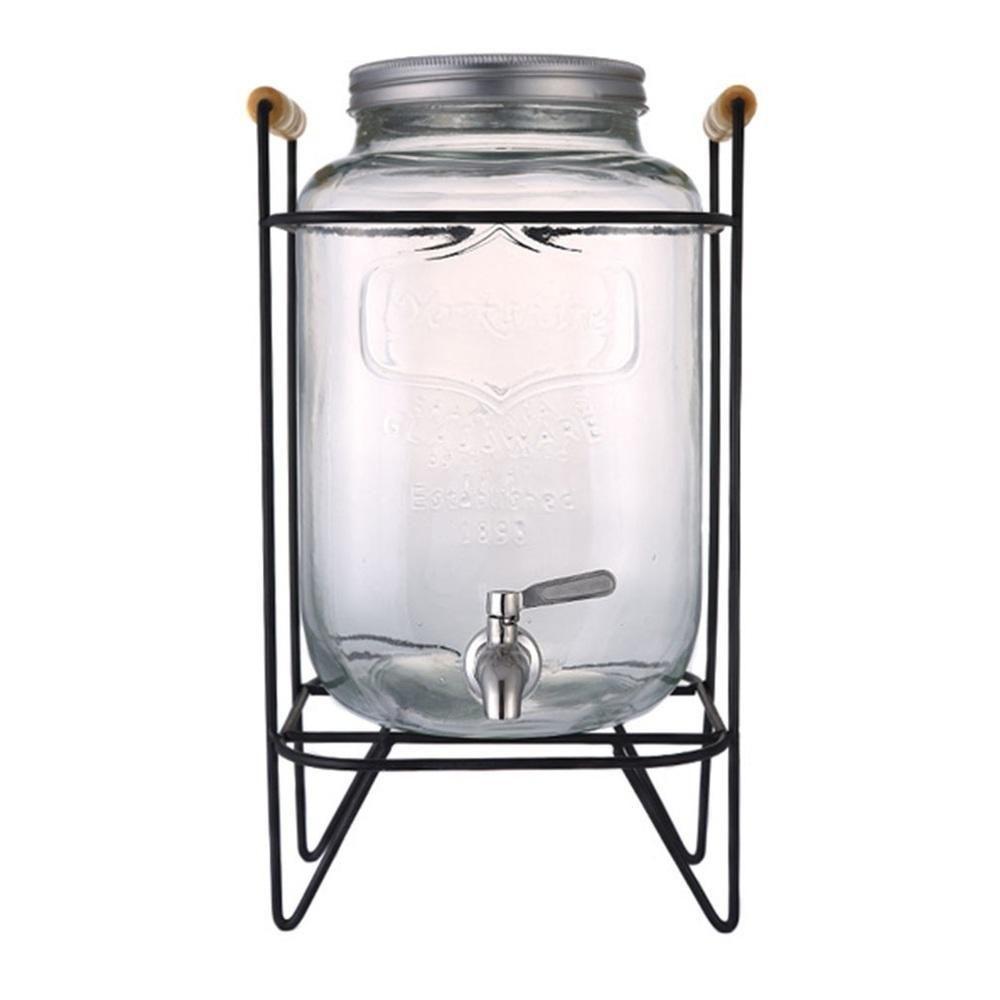 Suqueira De Vidro Com Suporte Ferro Metal 4 Litros Dispenser Diamond Luxo Bebidas Retro Agua Suco Refresqueira Festa Bar - 6