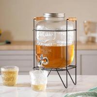 Suqueira De Vidro Com Suporte Ferro Metal 4 Litros Dispenser Diamond Luxo Bebidas Retro Agua Suco Refresqueira Festa Bar - 3