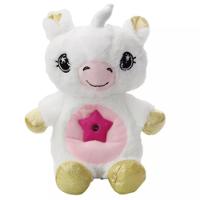 Urso De Pelucia Com Projetor De Estrelas Noite Iluminada Unicornio Musical Luz Noturna Criança Bebe Meninas Branco