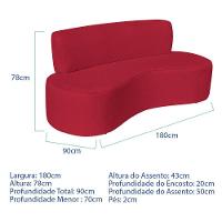 Sofá Curvo 3 Lugares Amsterdã 180cm Suede Cor Vermelho - 3