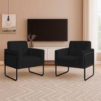 Poltrona Sala Industrial Alta Tubo Preto Kit 2 Elisa Veludo D03 - D'rossi Cor Preto - 1