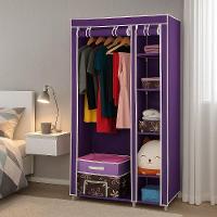 Guarda Roupa Compacto Cabideiro Duplo Arara Prateleiras Sapateira Organizador Camping Quarto Closet Roxo - 2