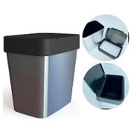 Lixeira Cozinha Label Inox Cesto De Pia Lixo 2,5l Tampa Plastico Metalizado Multiuso Casa Consultorio Compacta - 5