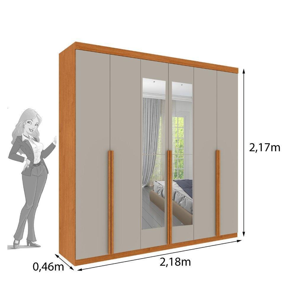 Roupeiro Joinville Com Espelho 6 Portas Tcil Cinamomo-off - 2