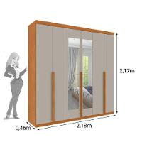 Roupeiro Joinville Com Espelho 6 Portas Tcil Cinamomo-off - 2