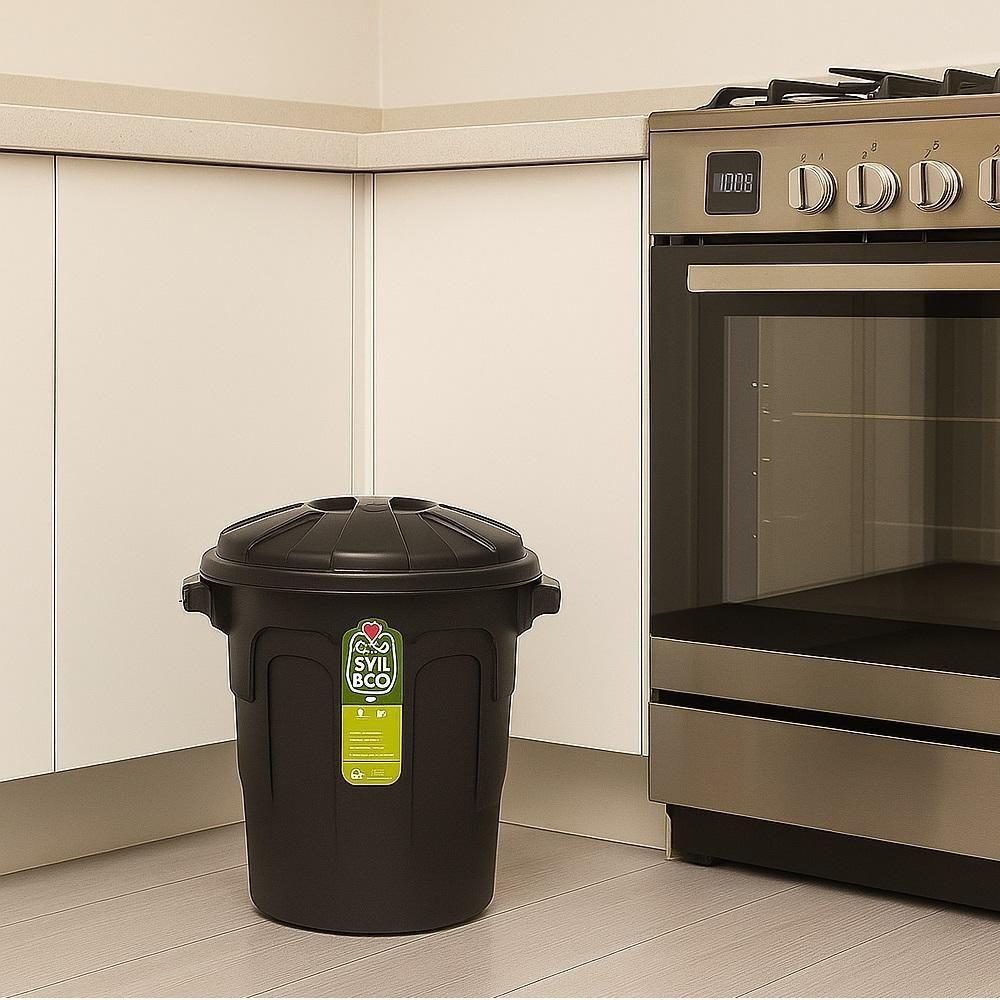 Lixeira Cozinha Banheiro Cesto De Lixo 10 Litros Com Tampa Alca Balde Agua Multiuso Casa Comercio Preta - 2