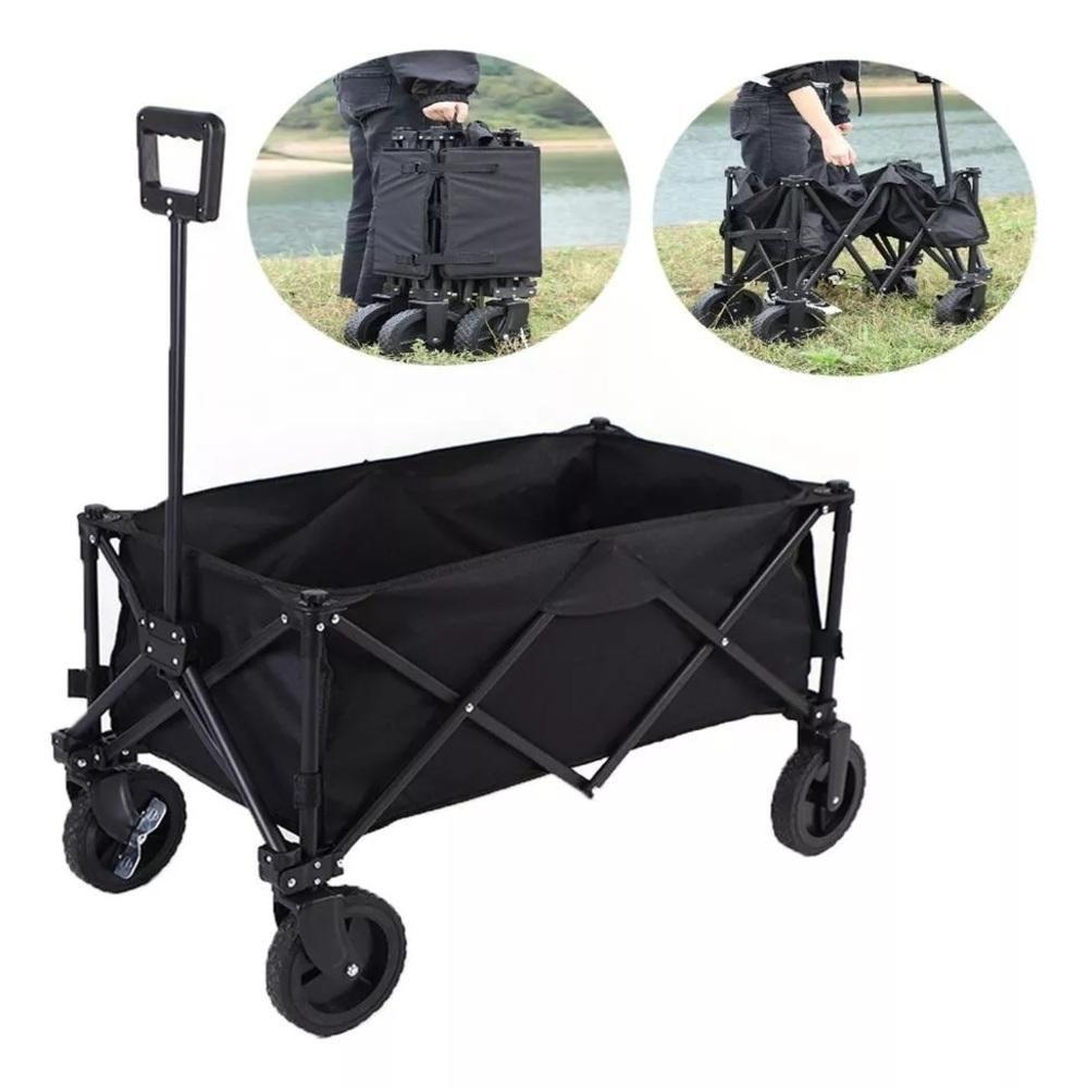 Carrinho Mão Portátil Camping Praia Dobrável 100kg Transporte Mercado Pesca Pacotes Viagem Multiuso Acampamento Reforçad - 1
