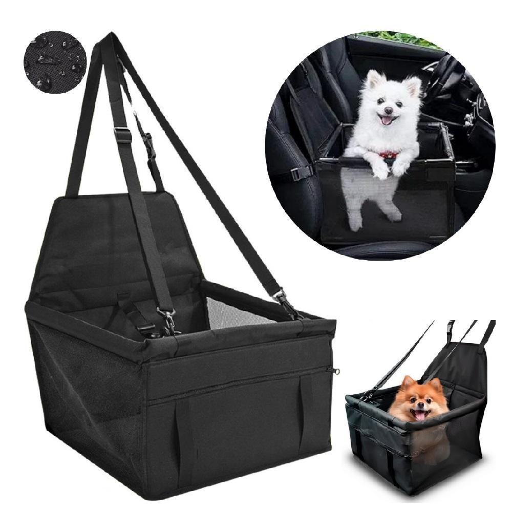 Cadeirinha Pet Transporte Assento Cachorro Gato Carro Viagem Passeio Dobravel Com Bolso Preta - 7