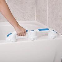 Barra Apoio Tripla Suporte Banheiro Deficiente 2 Em 1 Ventosas Resistente Alca Banho Idoso Ventosa Articulada Portatil V - 2