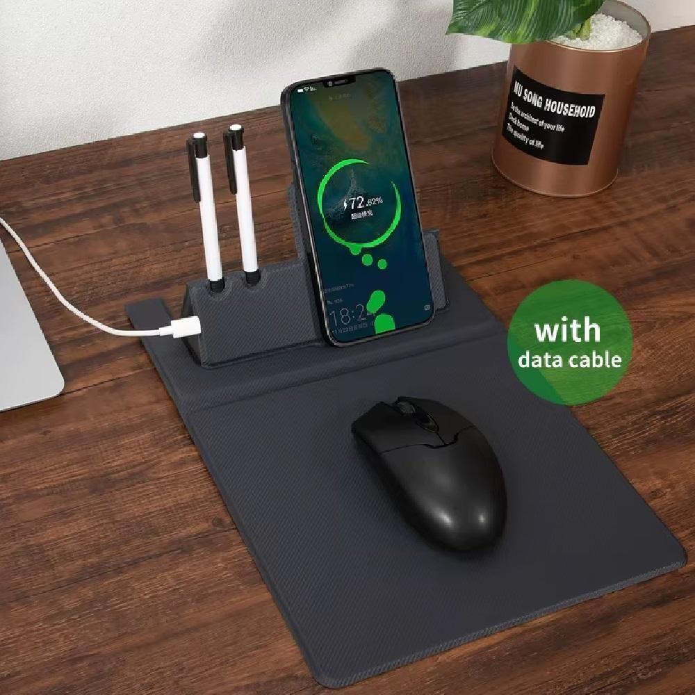 Carregador Celular Inducao Sem Fio Escritorio 3 Em 1 Mousepad Wireless Base Mouse Pad Gamer Compativel Universal Fonte P - 3