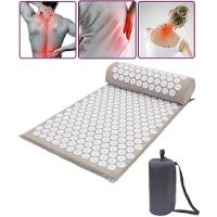 Tapete Colchonete Acupressão Travesseiro Acupuntura Yoga Massageador Zen Pillow Alivio Dores Relaxamento Cinza