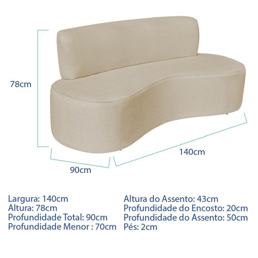 Sofá Curvo 2 Lugares Amsterdã 140cm Suede Cor Bege - 2